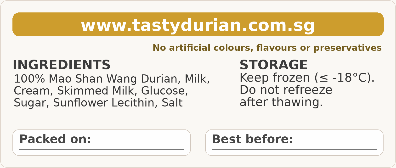 猫山王榴莲冰淇淋 (100克)